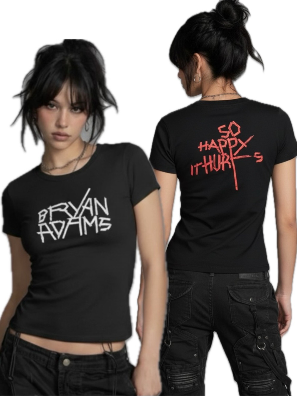 Bryan Adams So Happy It Hurts Black Graphic Tee White Orange Logo Medium